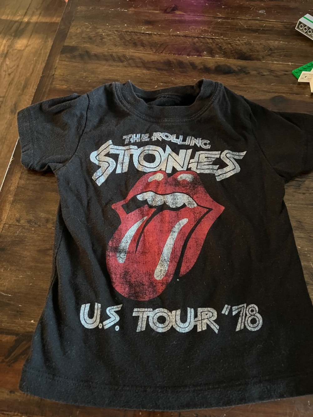 The Rolling Stones Black Kids' Tee with Red Tongue Graphic